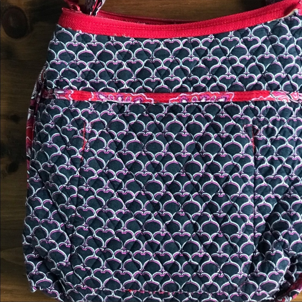 Vera Bradley Red/Black Cross Body Purse, 10” X 10.5” - Picture 5 of 8